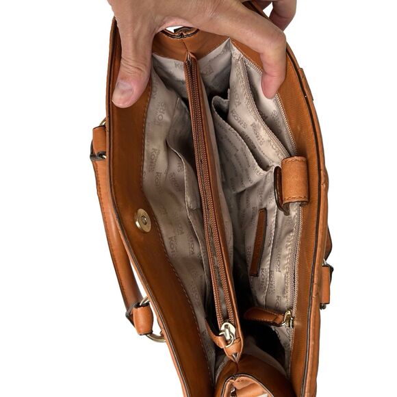 Michael Kors Quilted Shoulder Bag Carmel Tan Chain Multicompartment Handbag READ - Picture 3 of 16